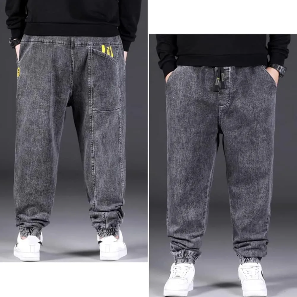 XYGJZ Men's Denim Jogger Pants Loose Fit Casual Jeans Trousers
