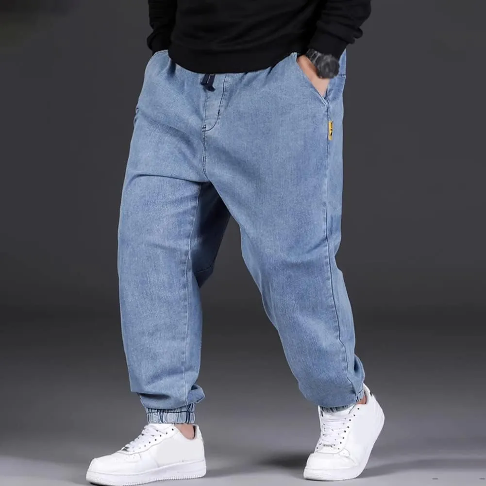 XYGJZ Men's Denim Jogger Pants Loose Fit Casual Jeans Trousers