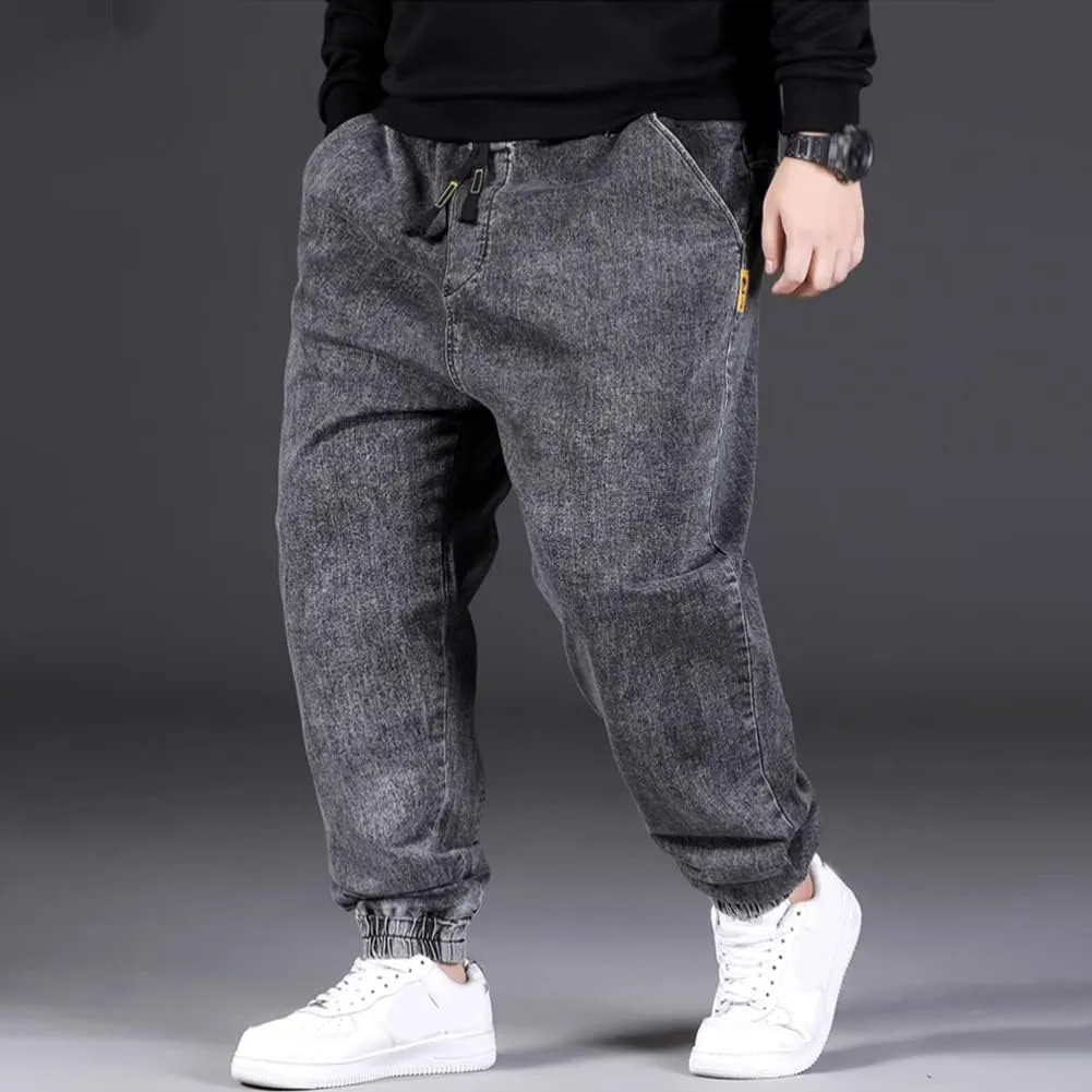 XYGJZ Men's Denim Jogger Pants Loose Fit Casual Jeans Trousers