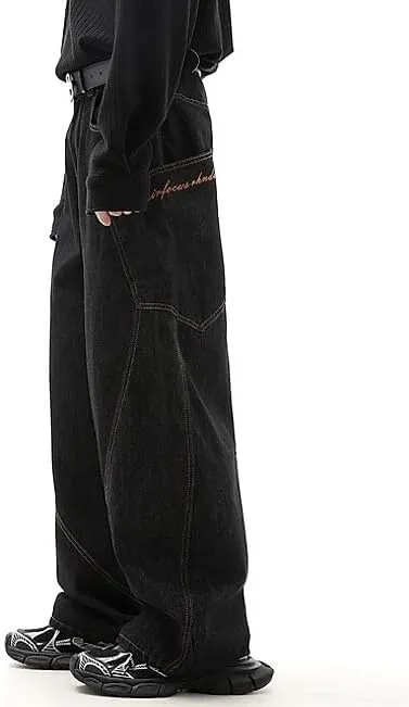 Y2k Baggy Jeans for Men Women Wide Leg Skater Grunge Pants Loose Fit Barrel Jeans Hip Hop Denim Pants Streetwear