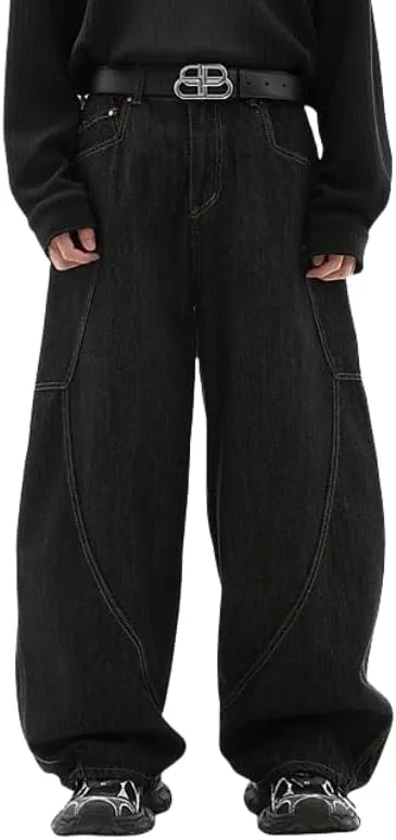 Y2k Baggy Jeans for Men Women Wide Leg Skater Grunge Pants Loose Fit Barrel Jeans Hip Hop Denim Pants Streetwear