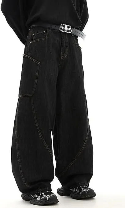 Y2k Baggy Jeans for Men Women Wide Leg Skater Grunge Pants Loose Fit Barrel Jeans Hip Hop Denim Pants Streetwear