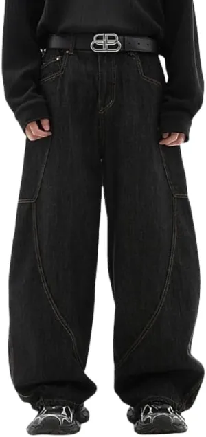 Y2k Baggy Jeans for Men Women Wide Leg Skater Grunge Pants Loose Fit Barrel Jeans Hip Hop Denim Pants Streetwear