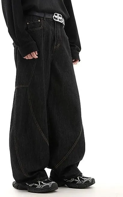 Y2k Baggy Jeans for Men Women Wide Leg Skater Grunge Pants Loose Fit Barrel Jeans Hip Hop Denim Pants Streetwear