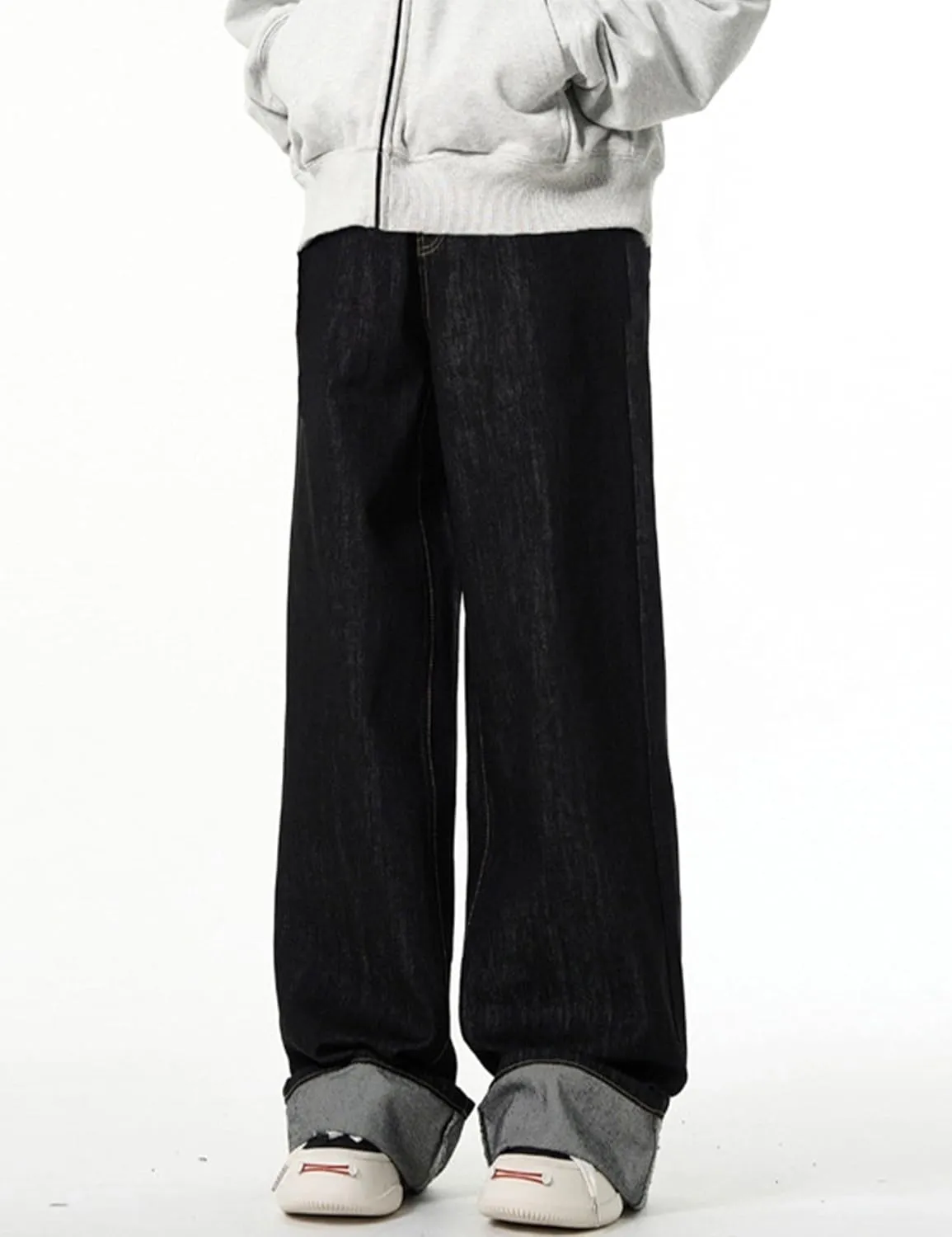 Y2k Mens Baggy Jeans Hip Hop Pants Loose Fit Skater Jeans Skateboard Denim Pants Black Jeans Streetwear