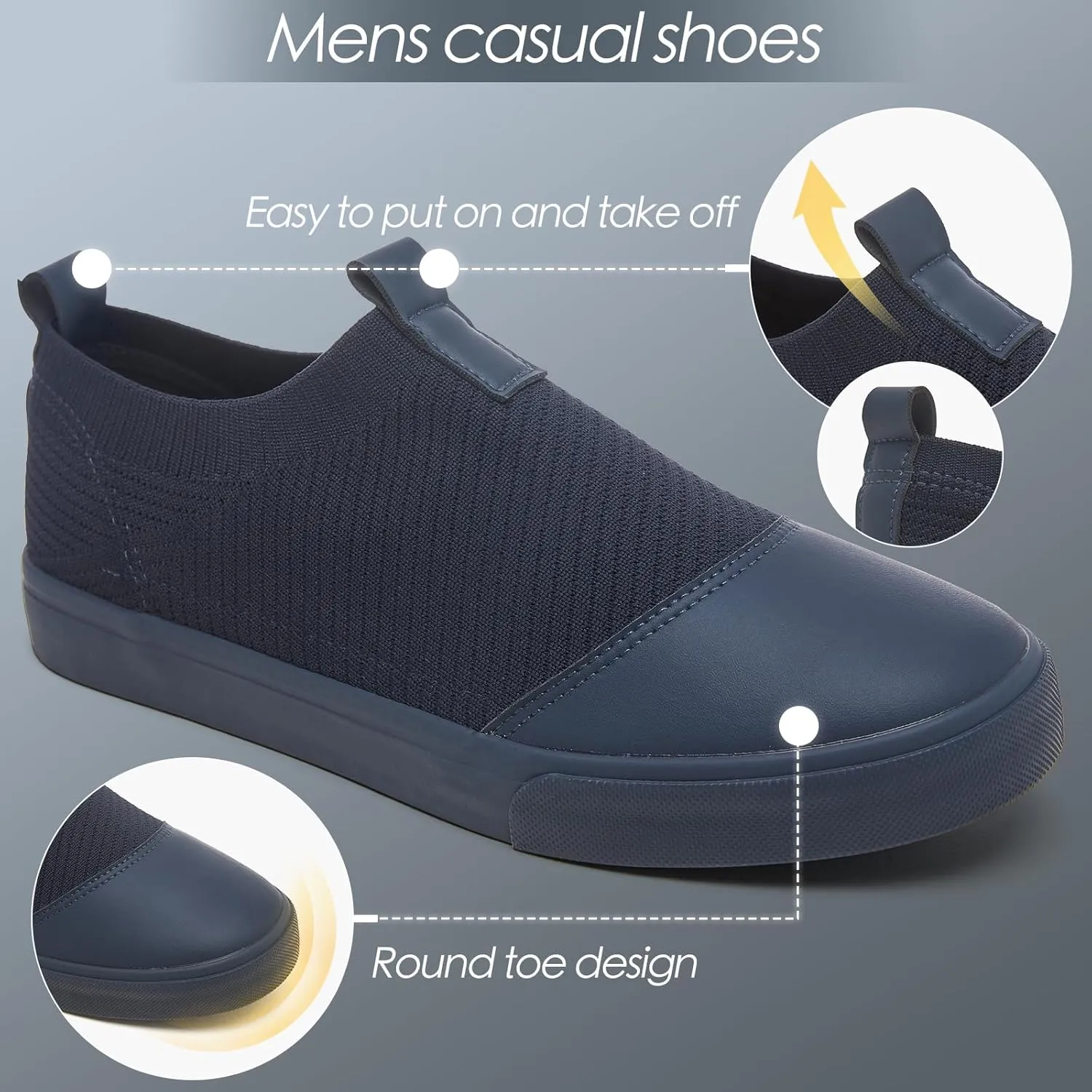 yageyan Mens Loafers Shoes Comfortable Mens Slip on Sneakers White Shoes Black Casual Fashion Shoes