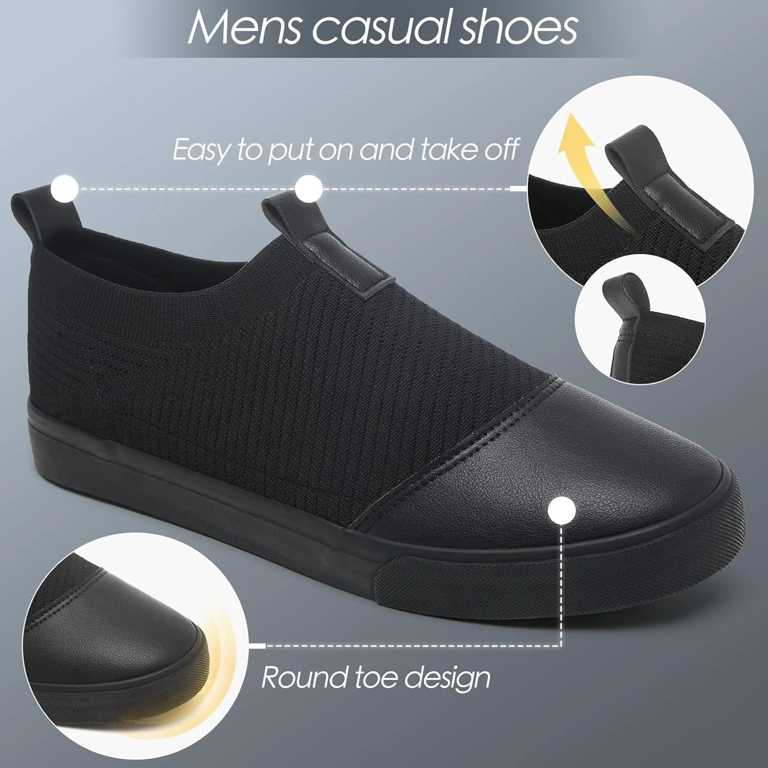 yageyan Mens Loafers Shoes Comfortable Mens Slip on Sneakers White Shoes Black Casual Fashion Shoes