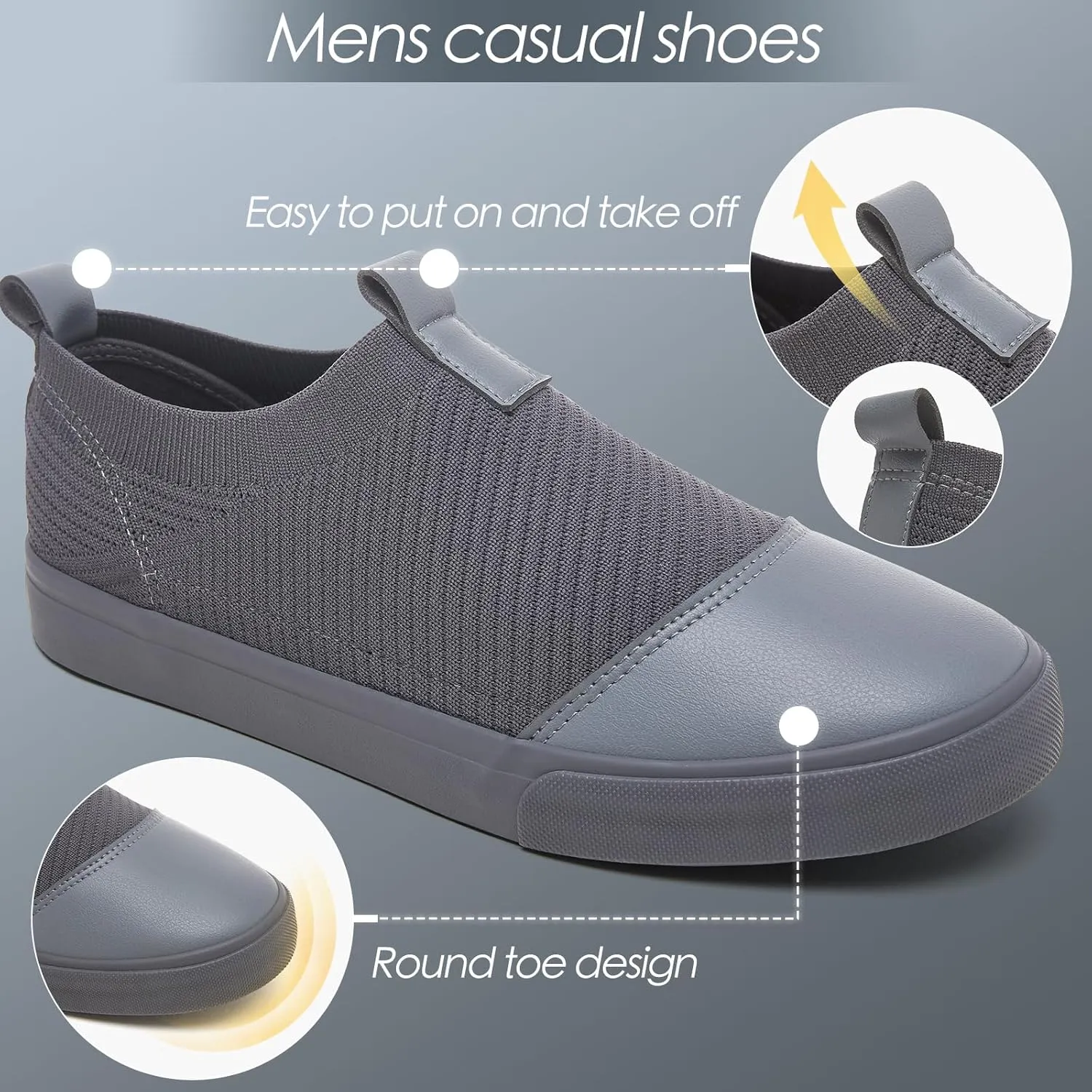 yageyan Mens Loafers Shoes Comfortable Mens Slip on Sneakers White Shoes Black Casual Fashion Shoes