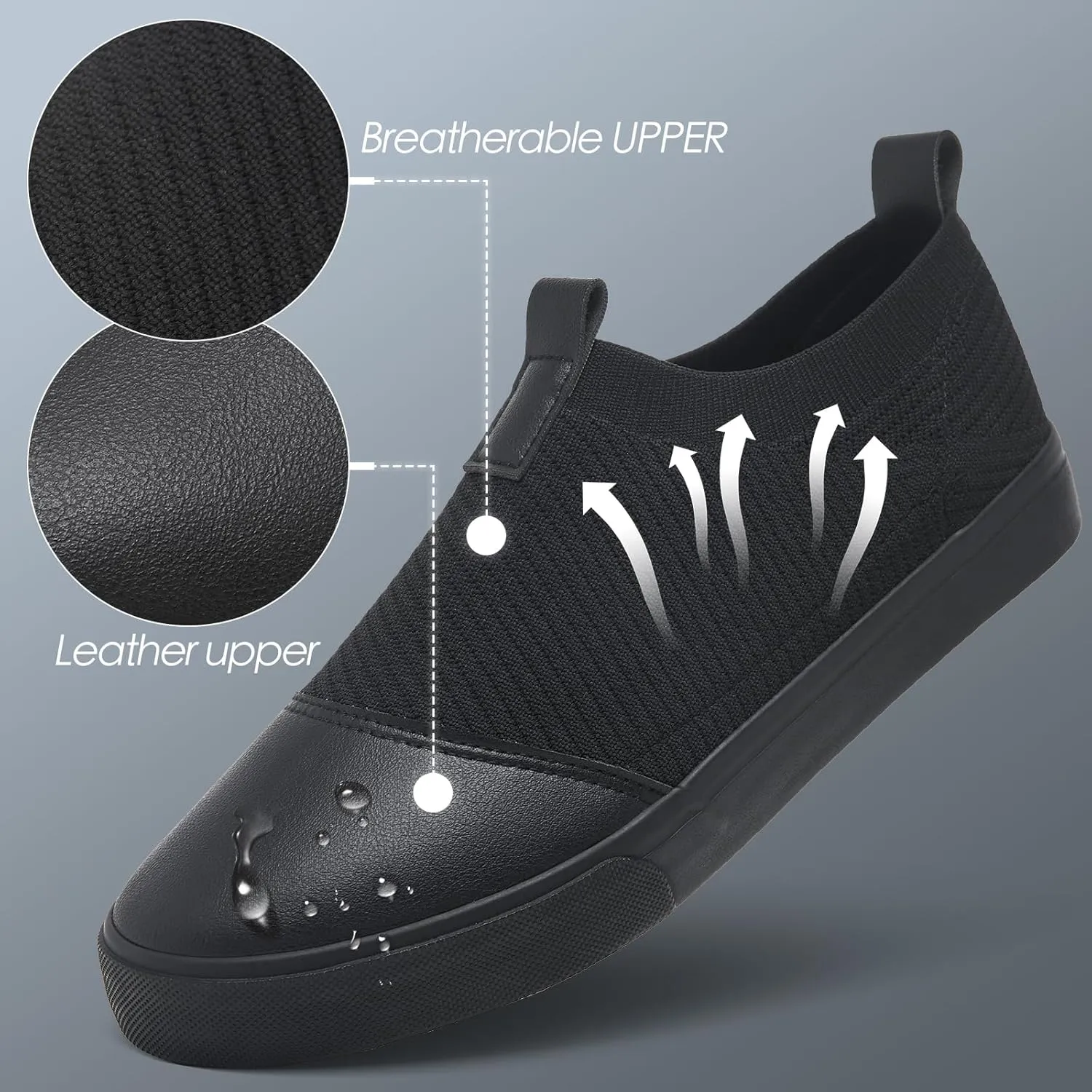 yageyan Mens Loafers Shoes Comfortable Mens Slip on Sneakers White Shoes Black Casual Fashion Shoes