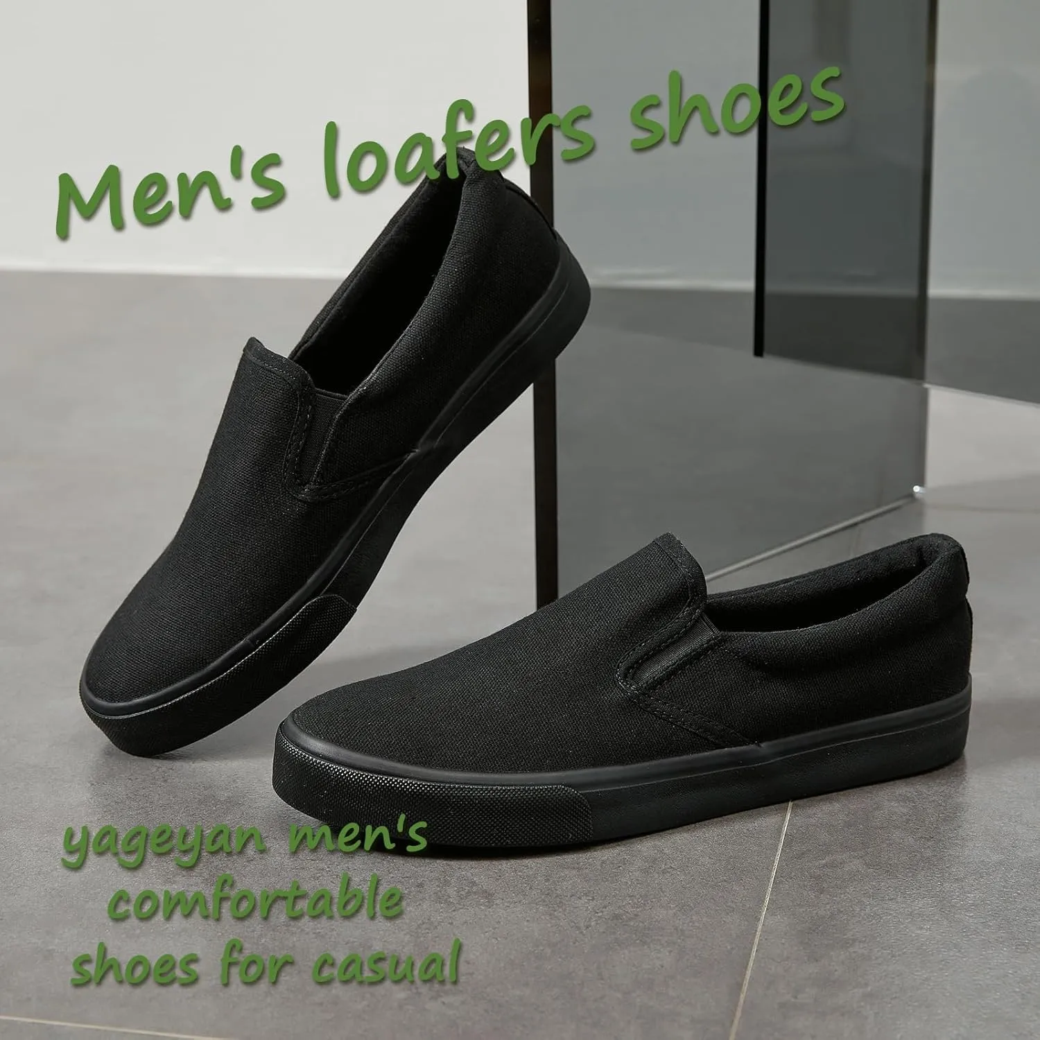 yageyan Mens Slip on Sneakers Loafers Shoes Canvas Black Shoes Canvas Blue Casual Fashion Shoes