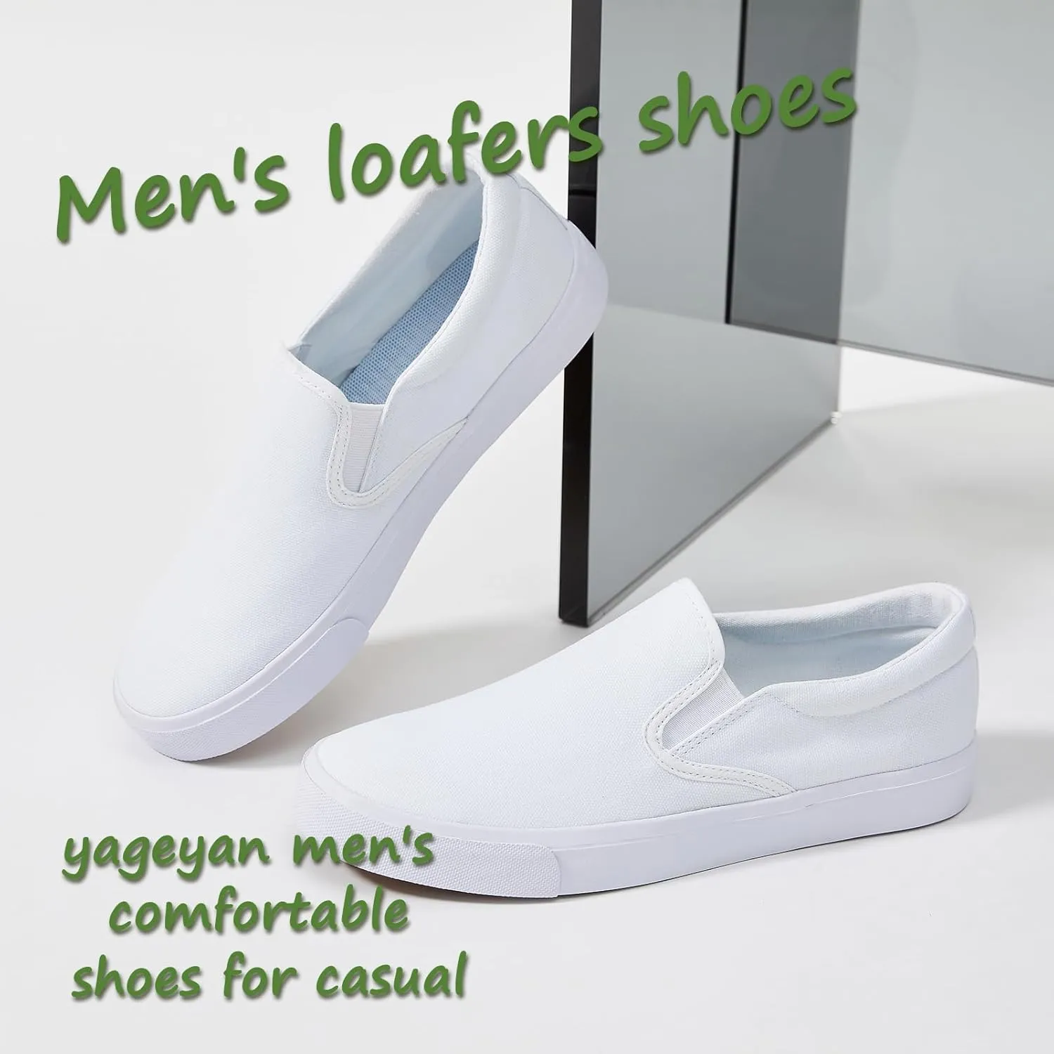 yageyan Mens Slip on Sneakers Loafers Shoes Canvas Black Shoes Canvas Blue Casual Fashion Shoes