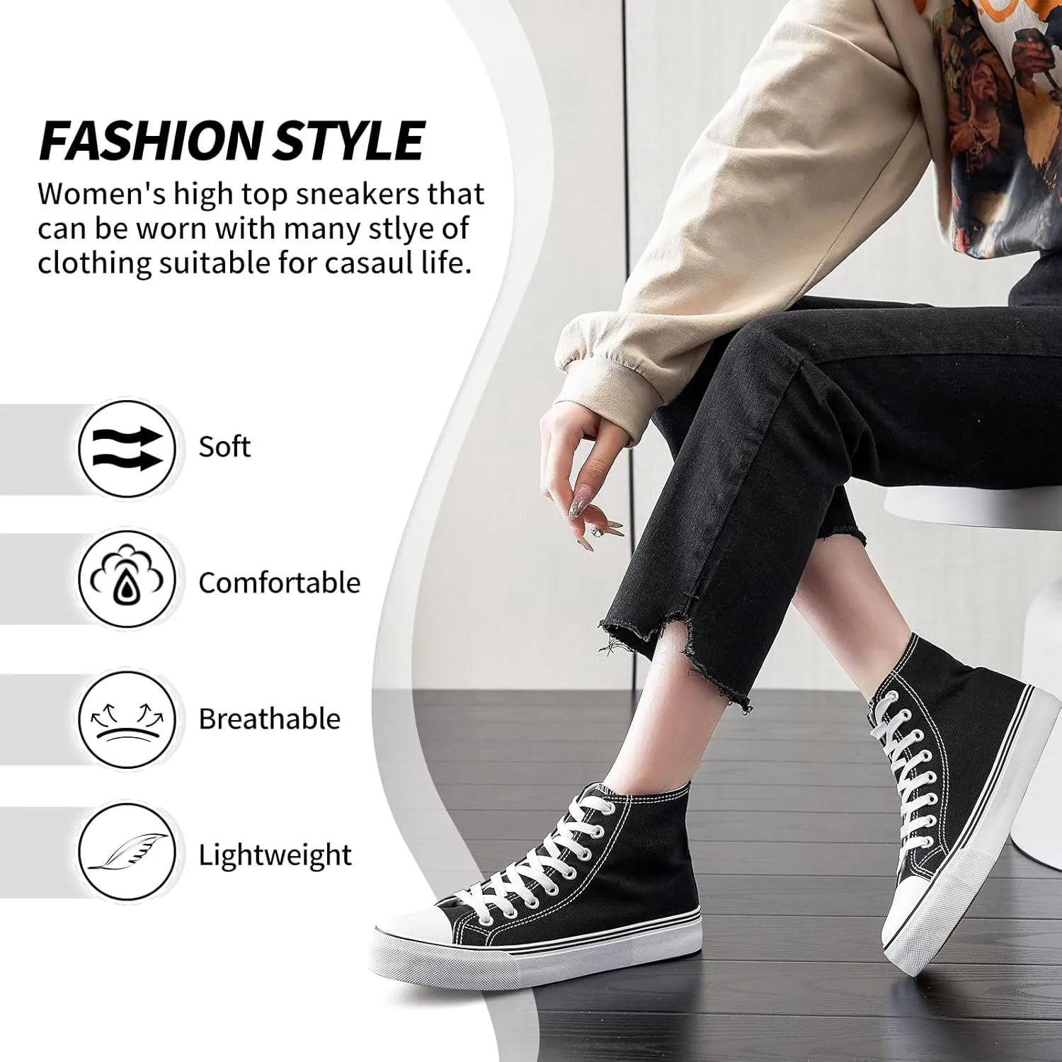 yageyan Womens High Top Canvas Sneakers Lace up Fashion Shoes for Women Casual Classic