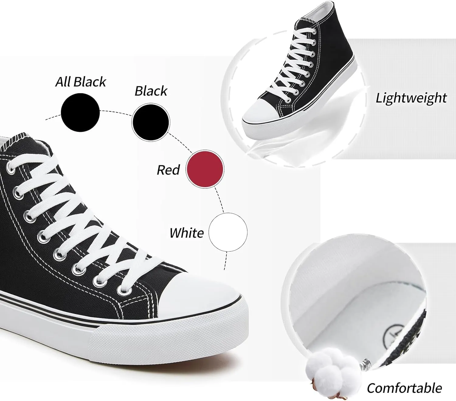 yageyan Womens High Top Canvas Sneakers Lace up Fashion Shoes for Women Casual Classic