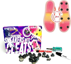 Yardkicks Baseball Cleats Kit: DIY Metal Softball Studs for Your Shoes - Transform Sneakers into Custom Cleats - Unisex Spikes - 20 Studs - Ideal Gift for Ball Players & Kids to Boost Field Traction