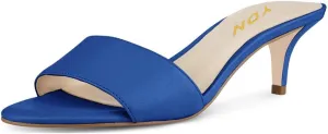 YDN Women Comfy Kitten Low Heel Mules Slip on Clog Sandals Open Toe Dress Pumps Slide Shoes Size 4-15 US