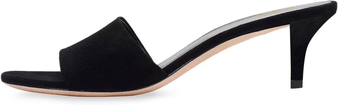 YDN Women Comfy Kitten Low Heel Mules Slip on Clog Sandals Open Toe Dress Pumps Slide Shoes Size 4-15 US