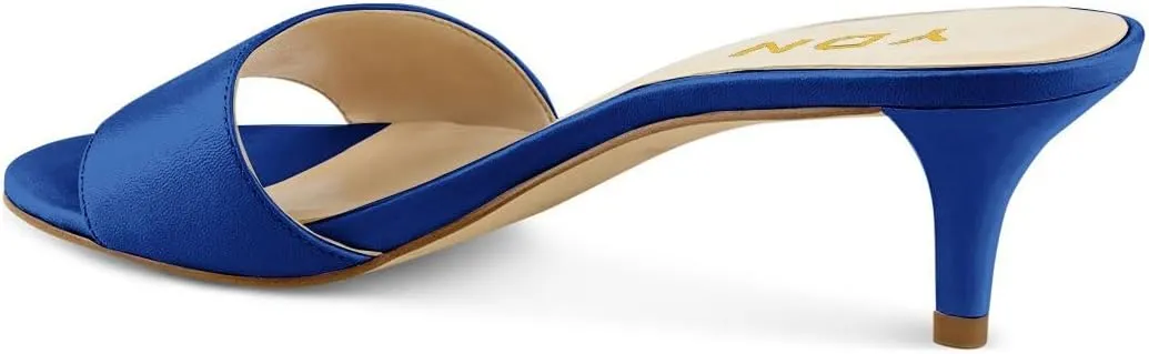 YDN Women Comfy Kitten Low Heel Mules Slip on Clog Sandals Open Toe Dress Pumps Slide Shoes Size 4-15 US