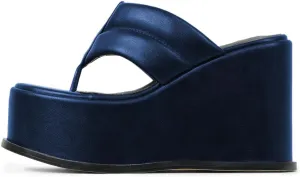 YDN Women Dressy Platform Mules Round Open Toe Slip On Sandals Wide Strap Flip Flop Slippers Wedge High Heels Shoes Party Daily Size 4-15 US