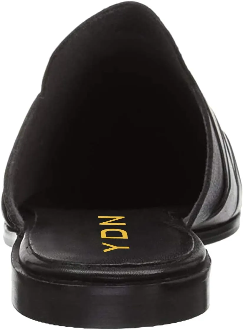 YDN Women Stylish Cross Line Mules Closed Pointed Round Toe Flats Slip On Sexy Fashion Evening Party Shoes