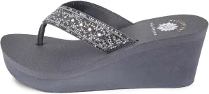 Yellow Box Women's Waneta Wedge Sandal, Round Toe, Medium-High 2.75 Inch Heel, 1 Inch Platform Comfortable Flip-Flop