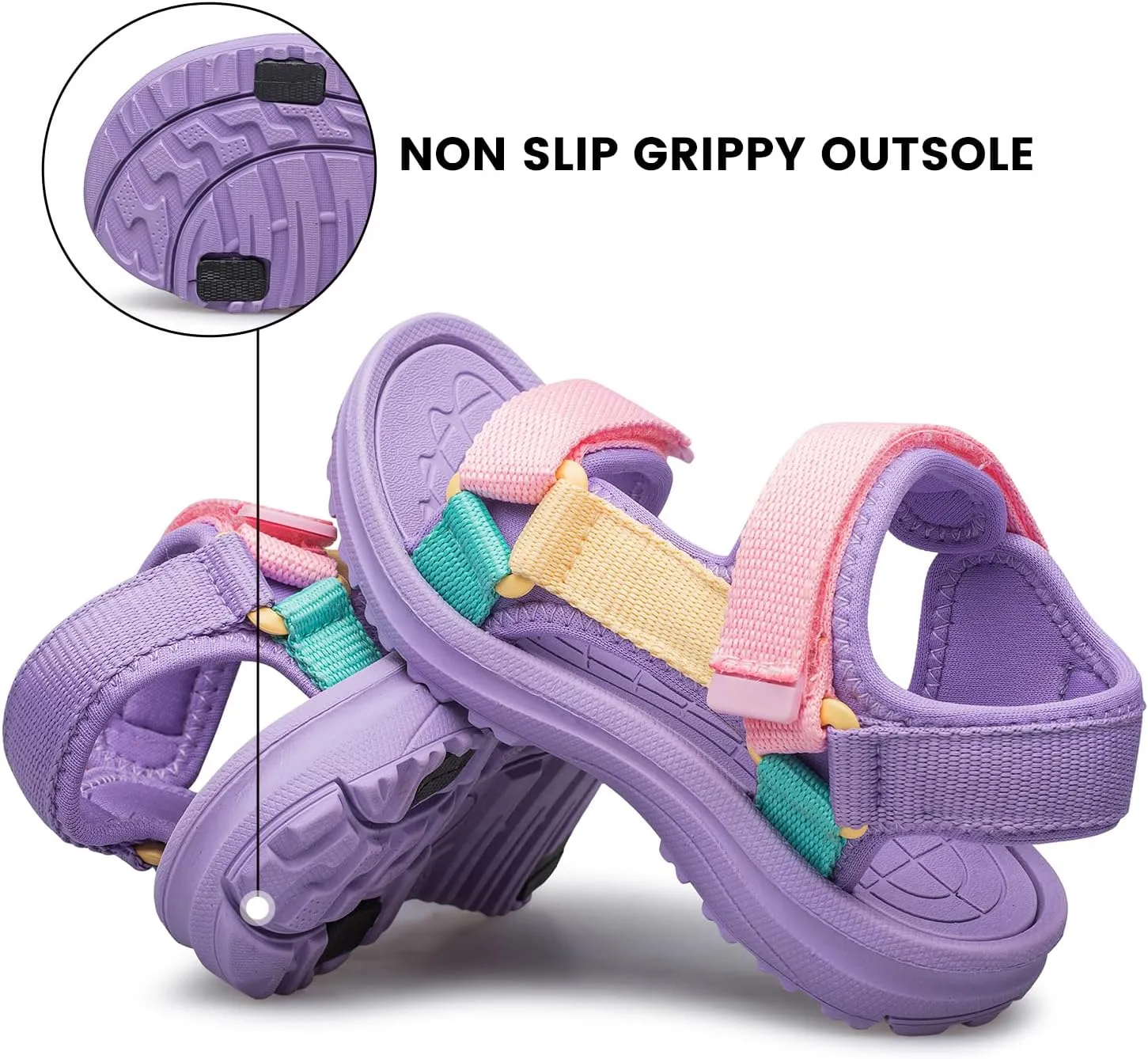 YHOON Boys Girls Sandals Adjustable Double Strap Open-Toe Athletic Lightweight Unisex Child Sport Sandals Summer Outdoor(Toddler/Little Kid/Big Kid)