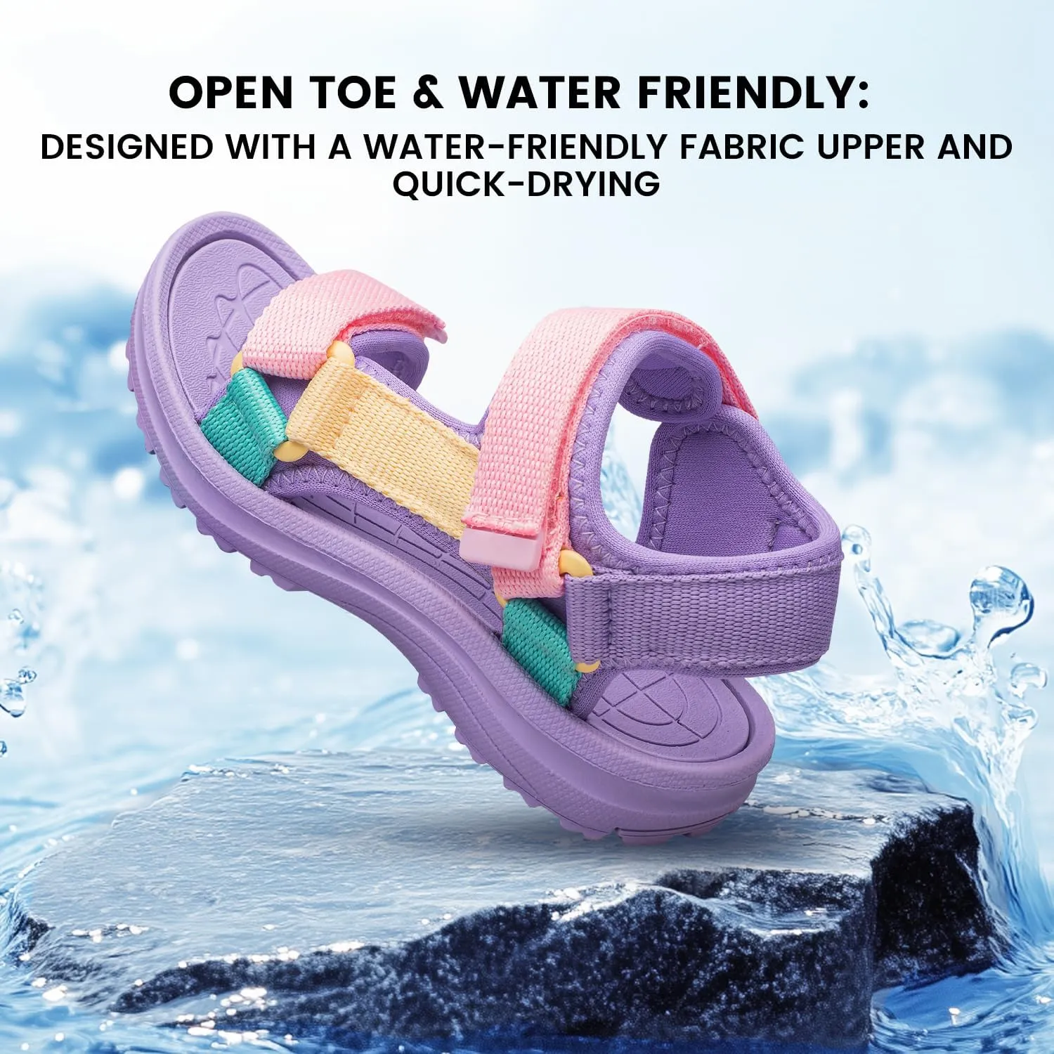YHOON Boys Girls Sandals Adjustable Double Strap Open-Toe Athletic Lightweight Unisex Child Sport Sandals Summer Outdoor(Toddler/Little Kid/Big Kid)