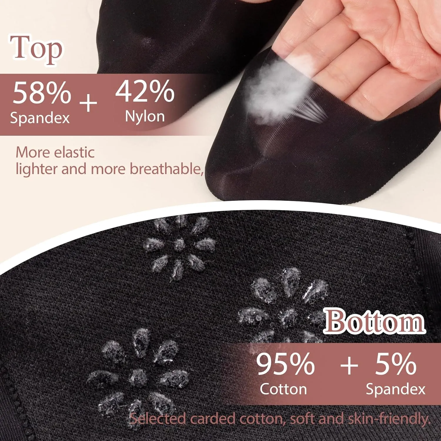Yilanmy Womens No Show Socks 5 Pairs Low Cut Liner Non-Slip Invisible Loafer Socks for Flats