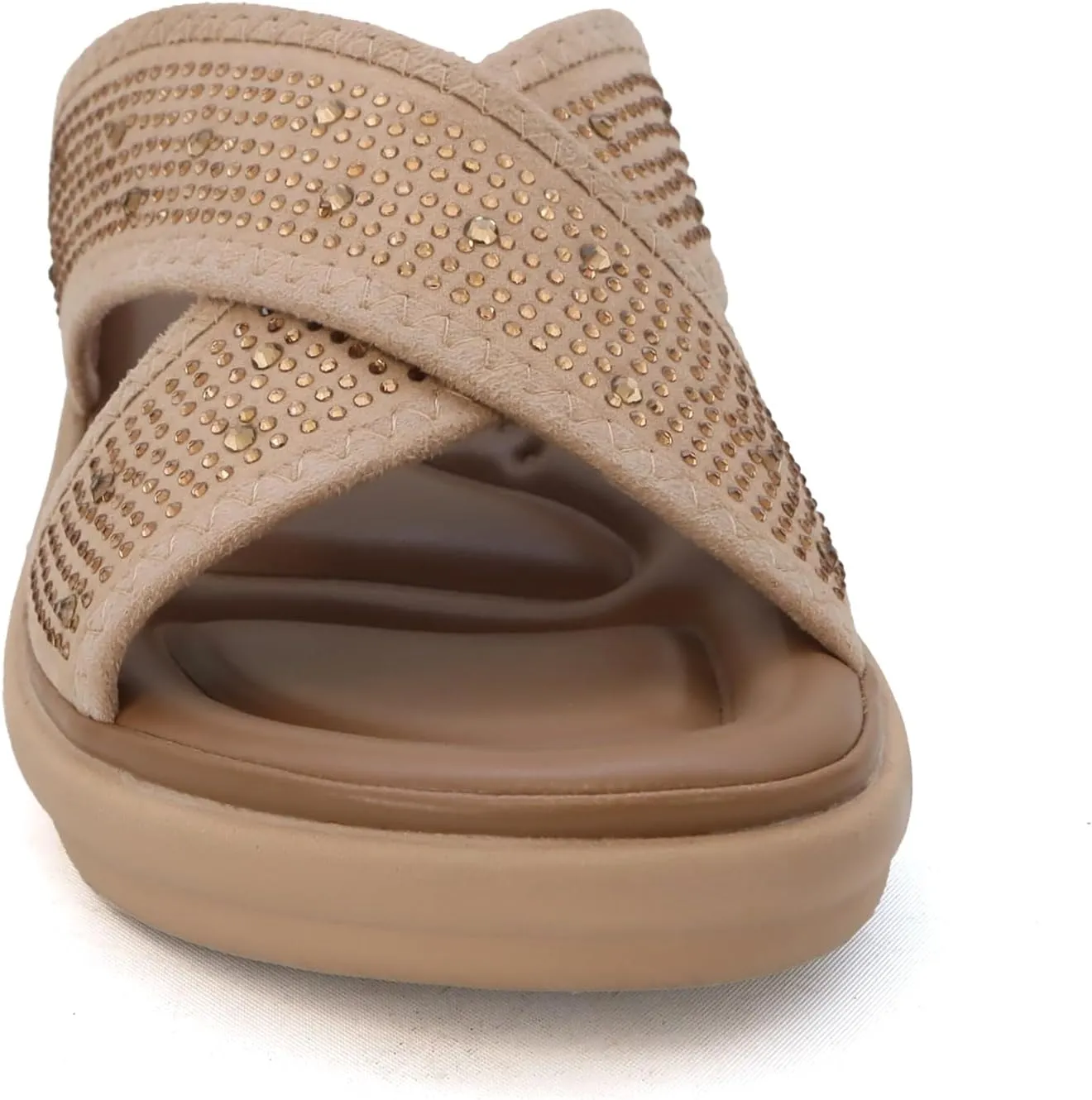 YOKI NOMI-05 Women’s Wedge Sandals with Rhinestone Straps, Women’s Sandals Comfortable Dressy