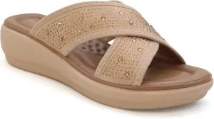 YOKI NOMI-05 Women’s Wedge Sandals with Rhinestone Straps, Women’s Sandals Comfortable Dressy