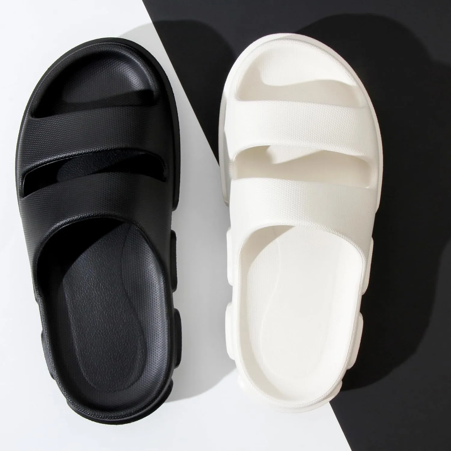 Youngever Pillow Slippers for Women, House Slides Shower Sandals, Firm Indoor Outdoor Sandals, Extremely Comfy, EVA foamed Rubber