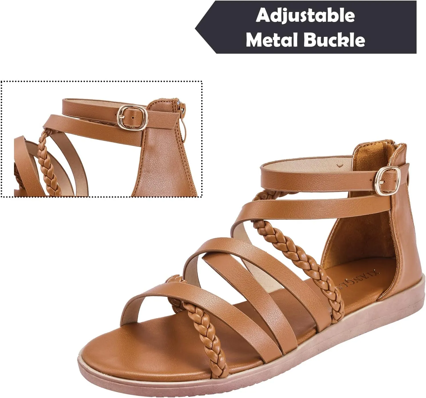 youngshow Women's Sandals Elastic Strappy String Thong Ankle Strap Flip Flops Summer Beach Gladiator Shoes Black