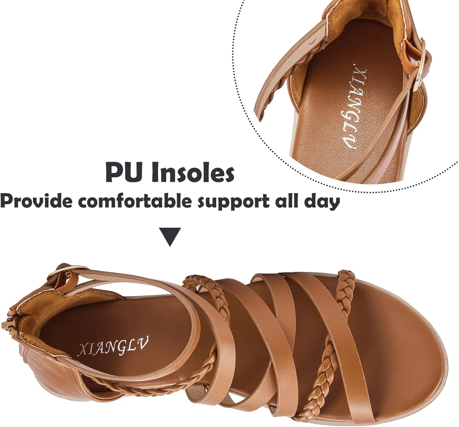 youngshow Women's Sandals Elastic Strappy String Thong Ankle Strap Flip Flops Summer Beach Gladiator Shoes Black