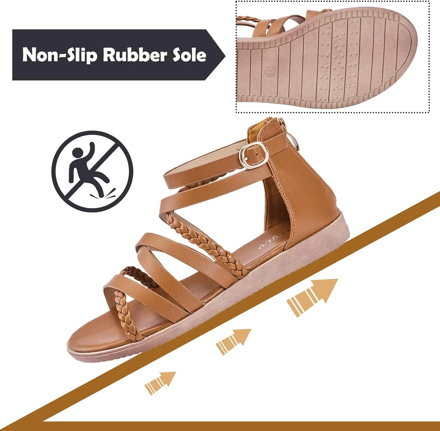 youngshow Women's Sandals Elastic Strappy String Thong Ankle Strap Flip Flops Summer Beach Gladiator Shoes Black