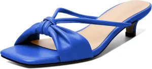 Zamikoo Women's Heeled Sandals, Square Open Toe Kitten Heel Mules, Slip On Low Heeled Slippers with Bowknot for Dress Wedding Ladies Pump Shoes 1.5 Inches