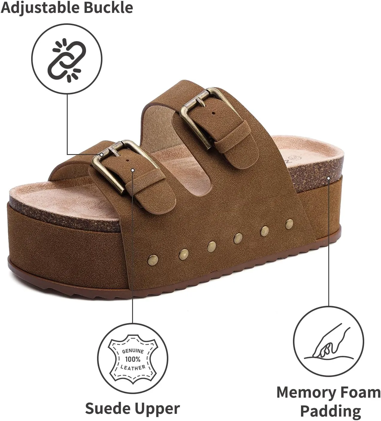 ziitop Womens Sandals Platform Sandals Women Comfortable Beach Essentials Memory Foam Slides for Women