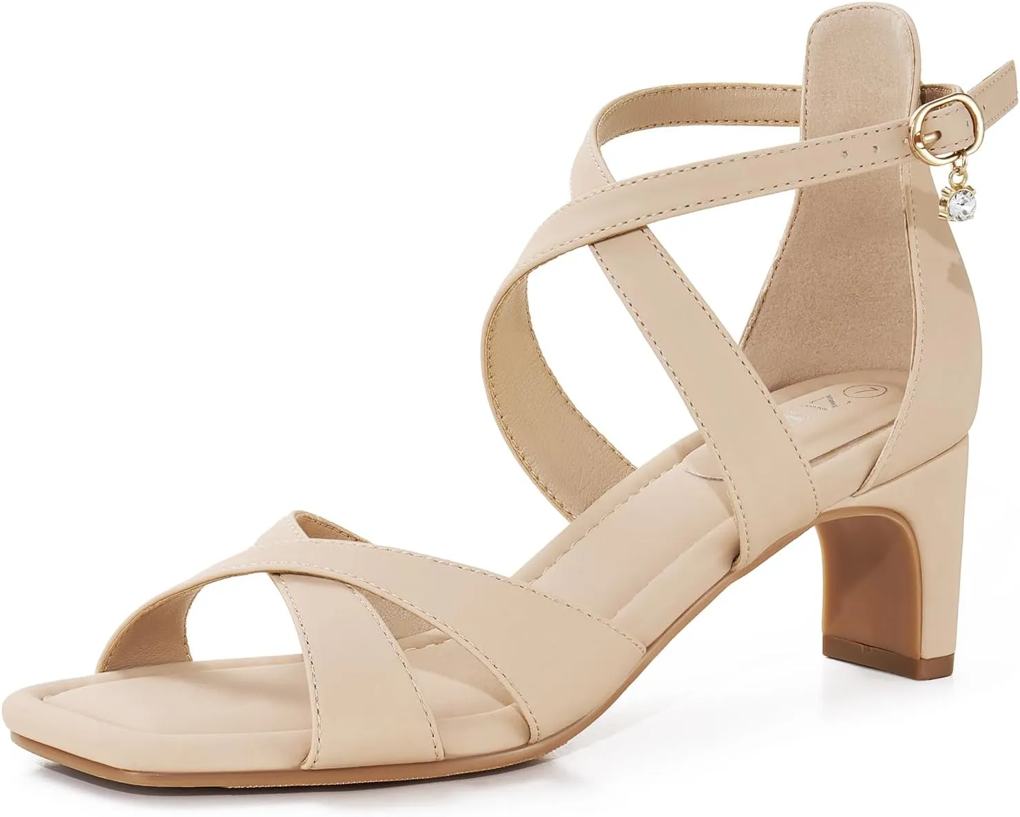 ZURIN Womens Chunky Low Heels Comfortable Open Toe Ankle Strap Heeled Sandals Strappy Block Heels Dress Shoes for Wedding Bridal Evening Party Prom